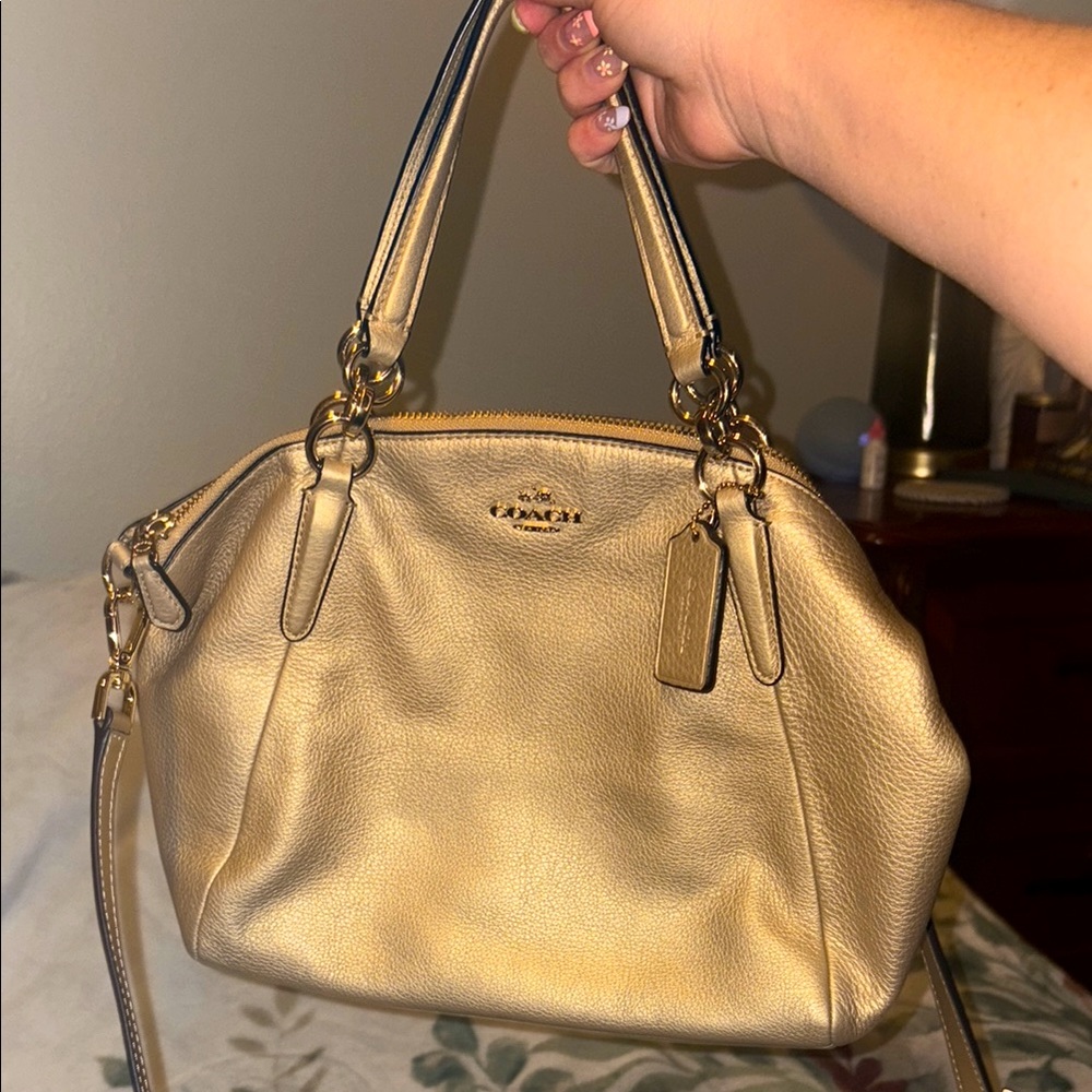 Coach Metallic Gold Leather Satchel - Coach